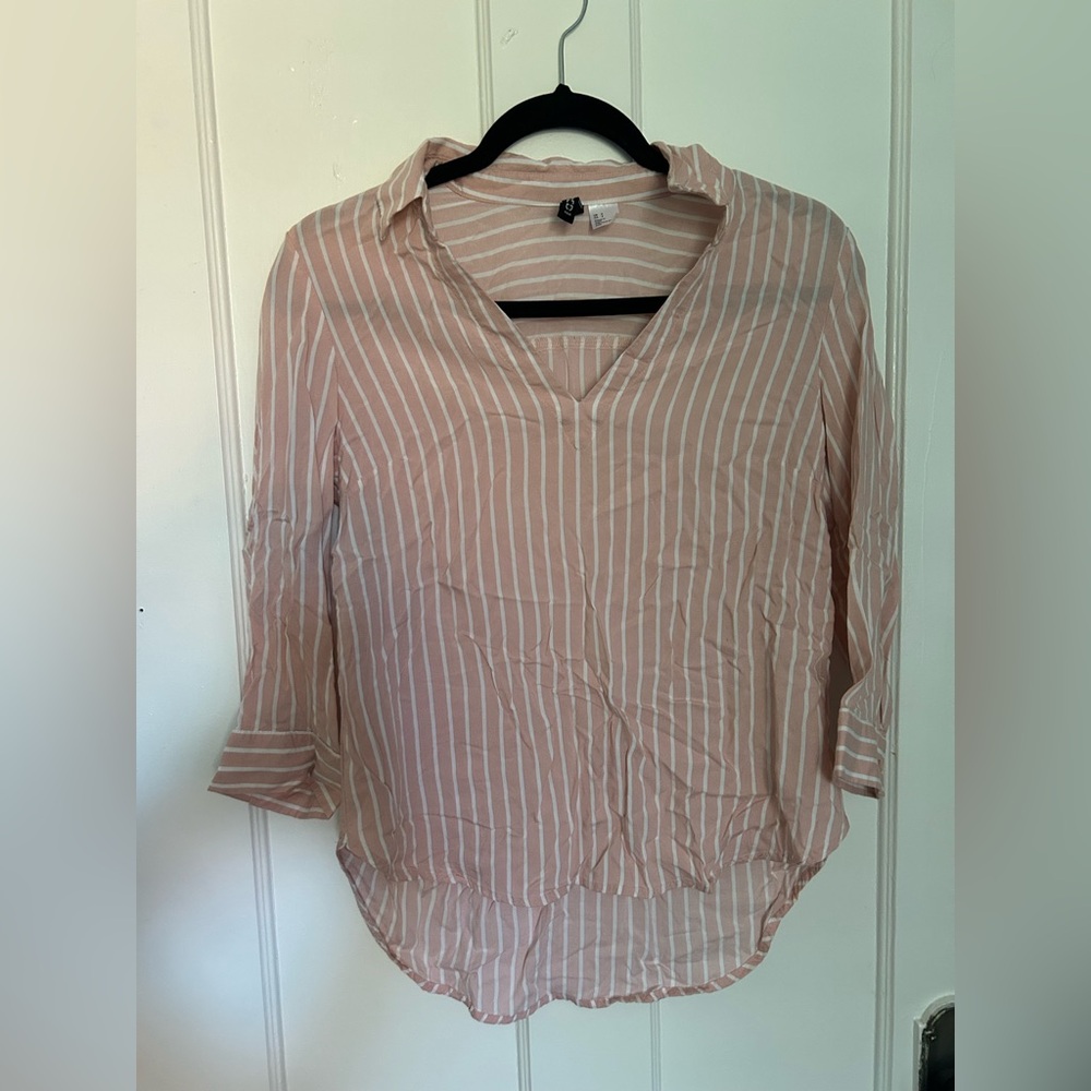 H&M Light Pink Striped Shirt